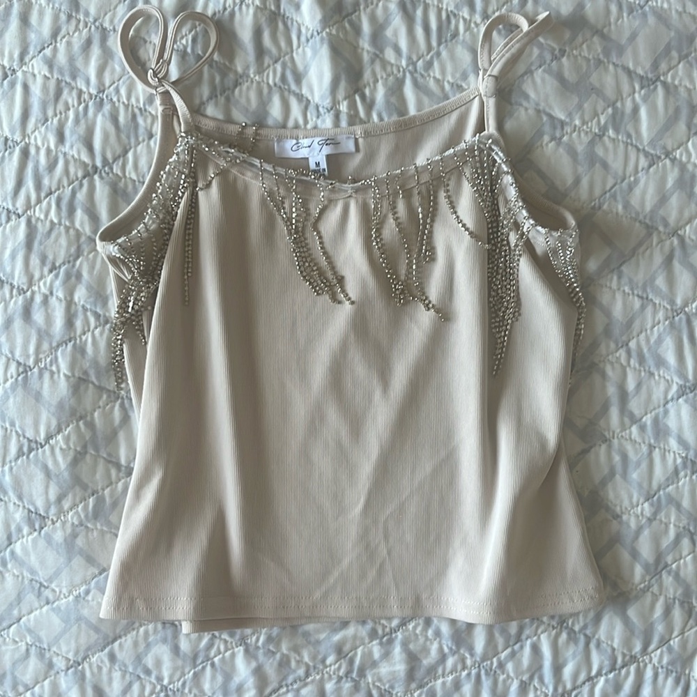Beige Strapped top.